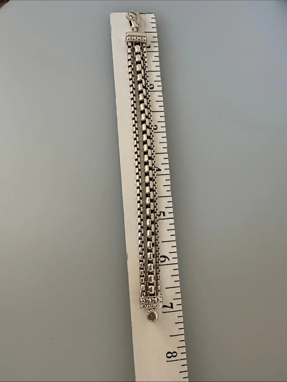 JAI 925 Sterling Silver Multi-Row Box Chain Bracelet - Silver